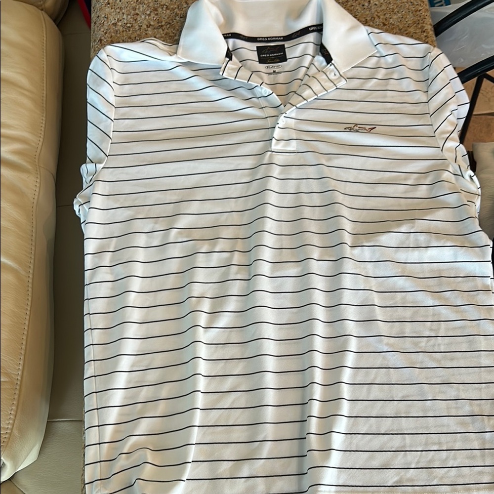 Greg Norman White and Black Polo Shirt